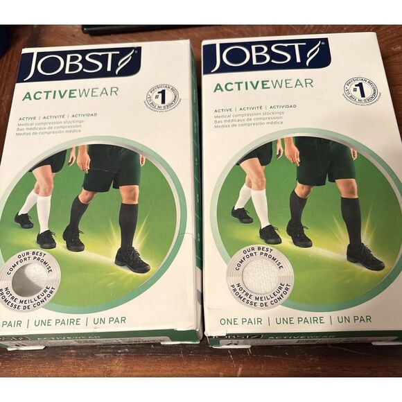 JOBST ACTIVE WEAR COMPRESSION SOCKS 15-20mmHg~WHITE~ SIZE XL~LOT OF 2~NEW - Picture 1 of 7